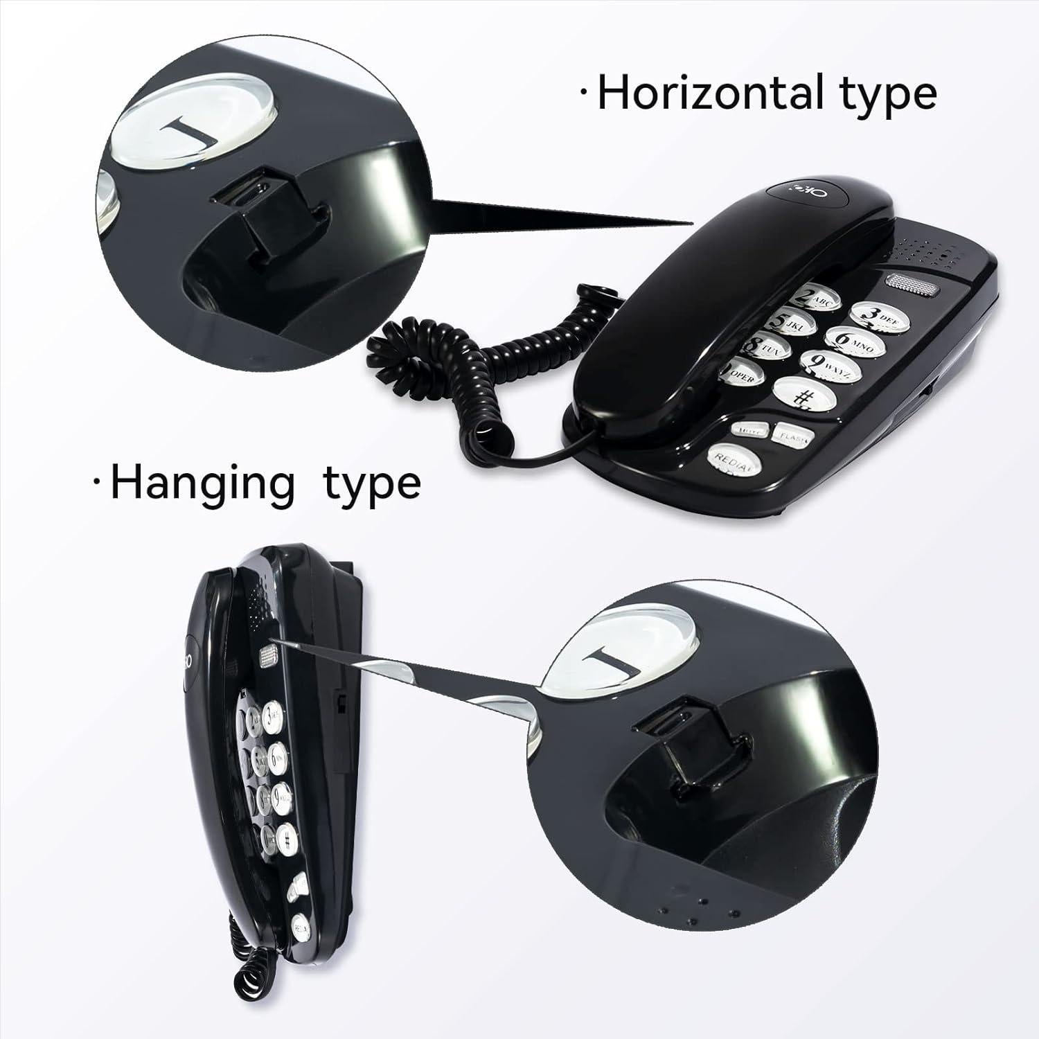Teléfono de pared retro clásico XVSESES - Negro - Línea fija