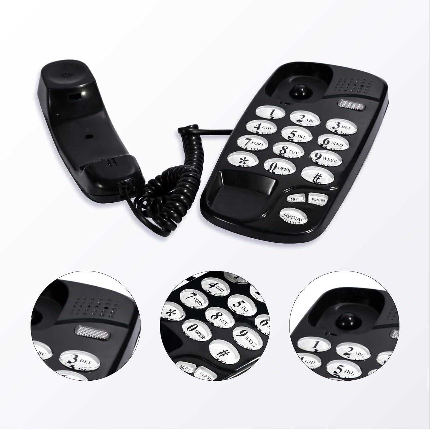 Teléfono de pared retro clásico XVSESES - Negro - Línea fija