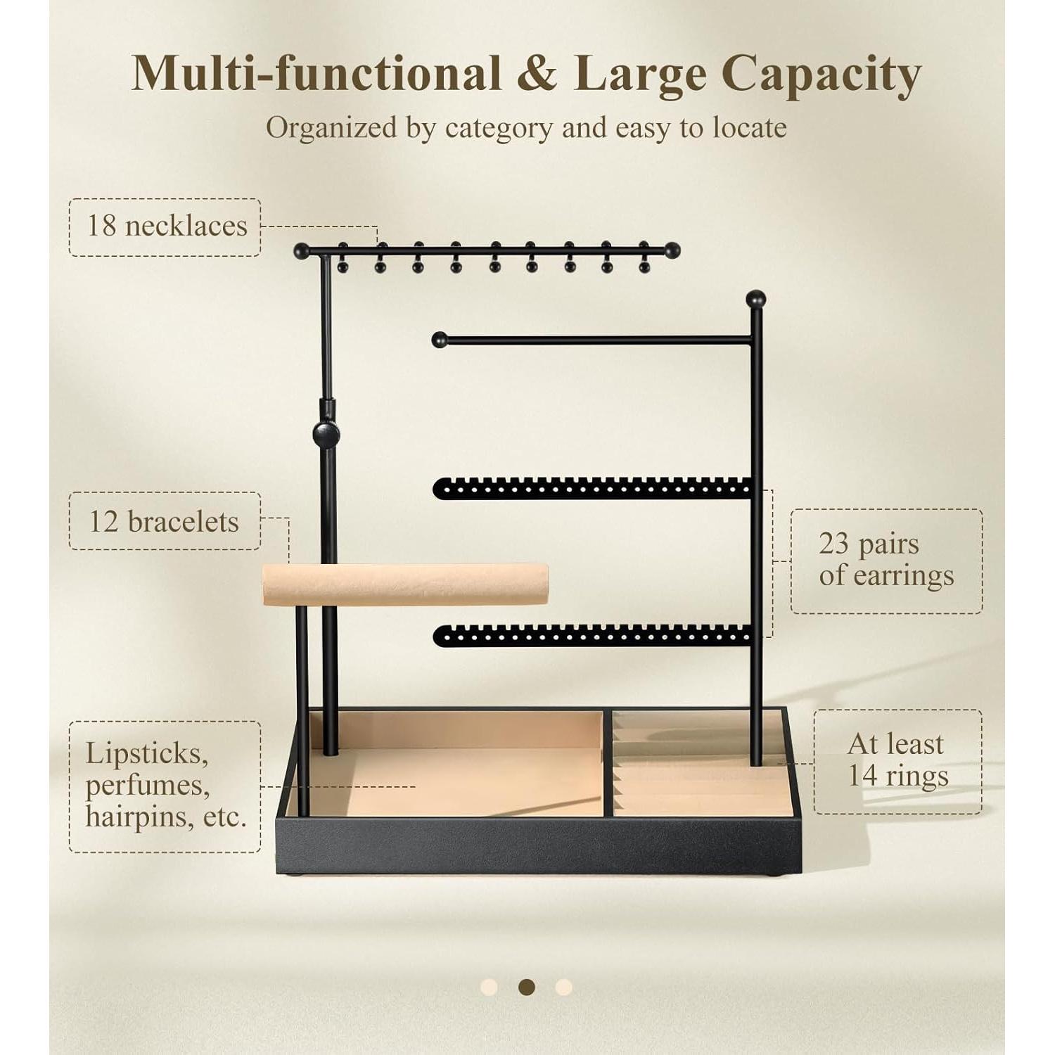 Organizador de Joyería Emibele Negro Ajustable 5 Niveles