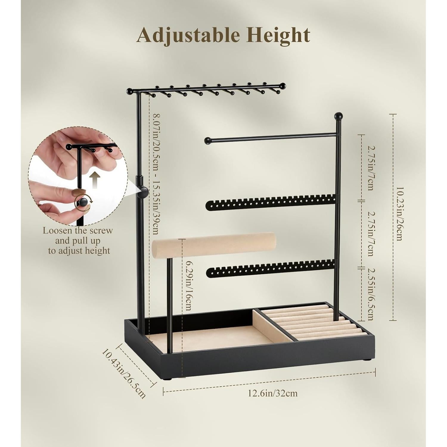 Organizador de Joyería Emibele Negro Ajustable 5 Niveles