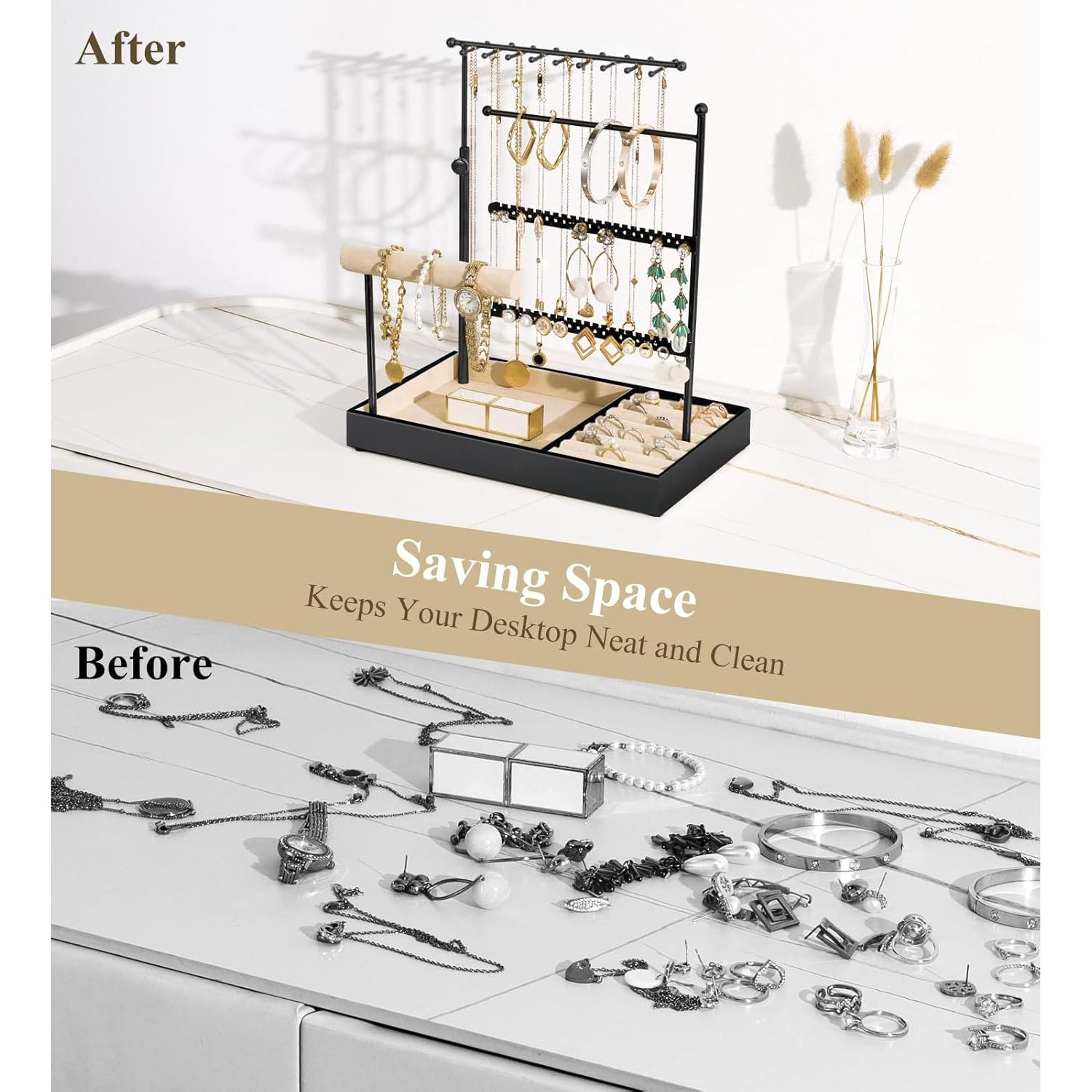 Organizador de Joyería Emibele Negro Ajustable 5 Niveles