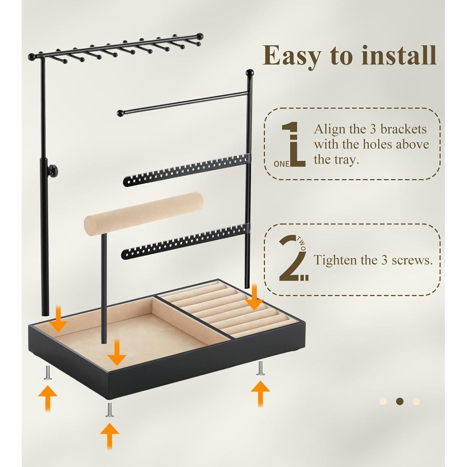 Organizador de Joyería Emibele Negro Ajustable 5 Niveles