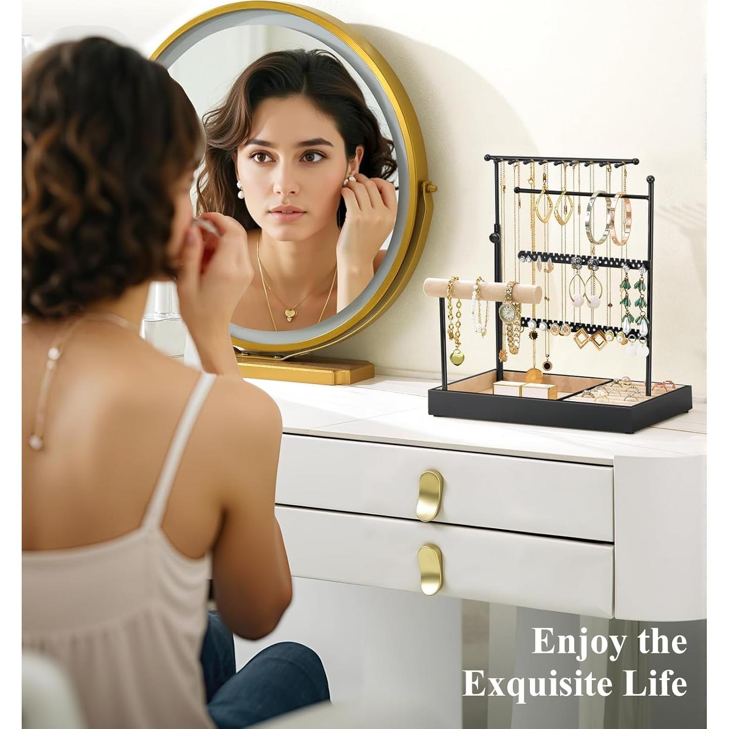 Organizador de Joyería Emibele Negro Ajustable 5 Niveles