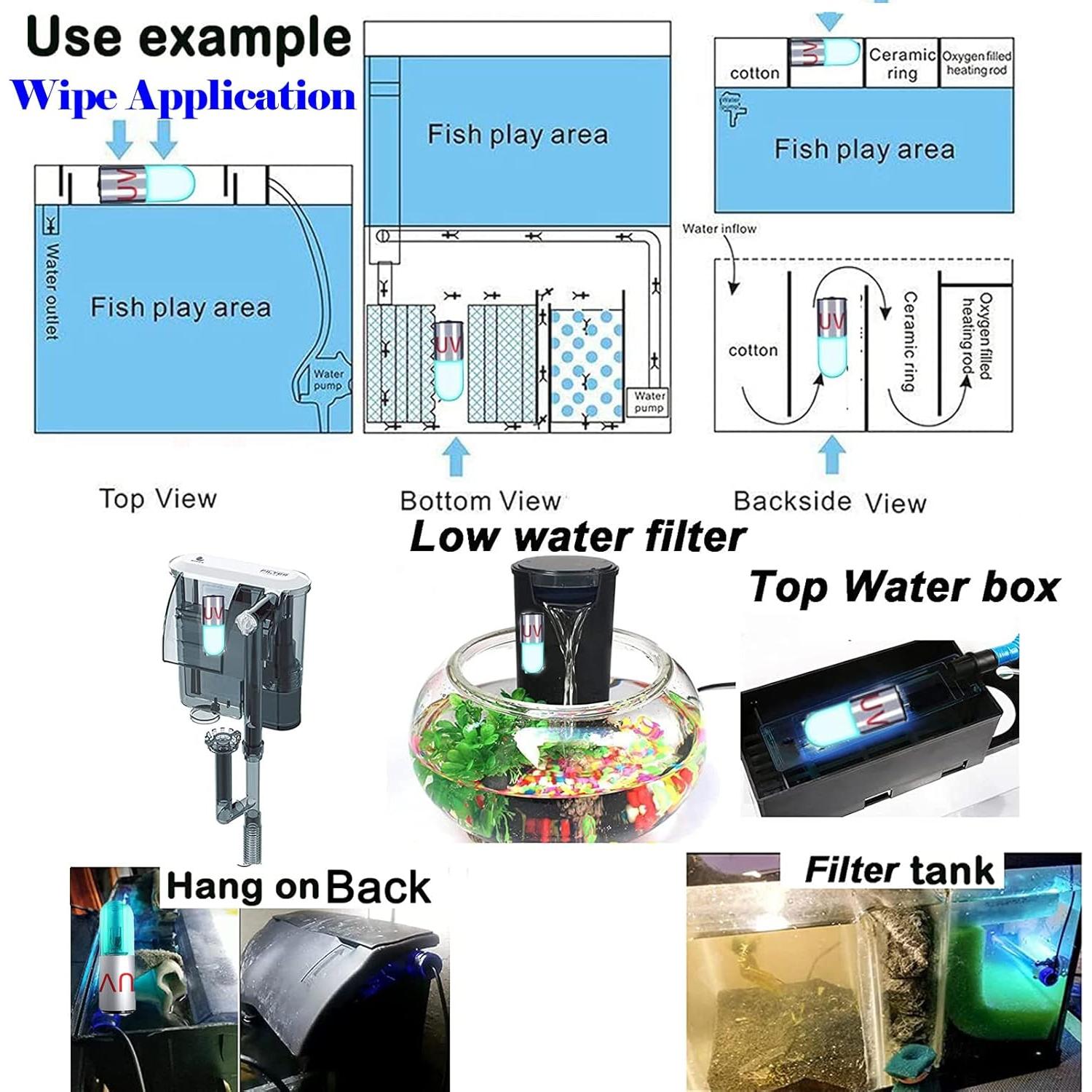 Luz de limpieza de algas JackSuper 3W para acuarios 7.62x2.54cm