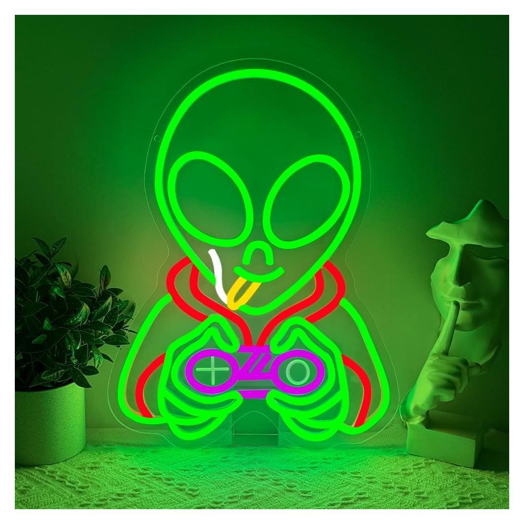 Luz de Neón Alienígena Verde LED 40.6x30 cm para Decoración