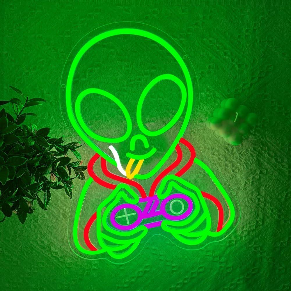 Luz de Neón Alienígena Verde LED 40.6x30 cm para Decoración