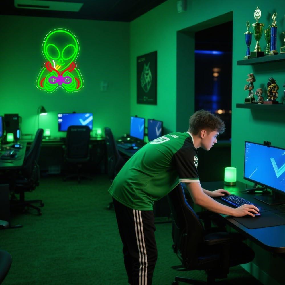 Luz de Neón Alienígena Verde LED 40.6x30 cm para Decoración