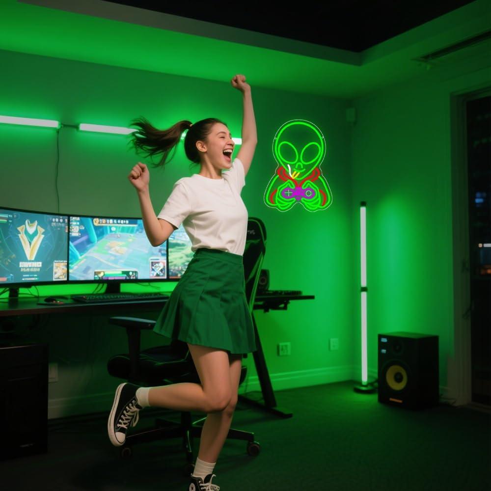 Luz de Neón Alienígena Verde LED 40.6x30 cm para Decoración