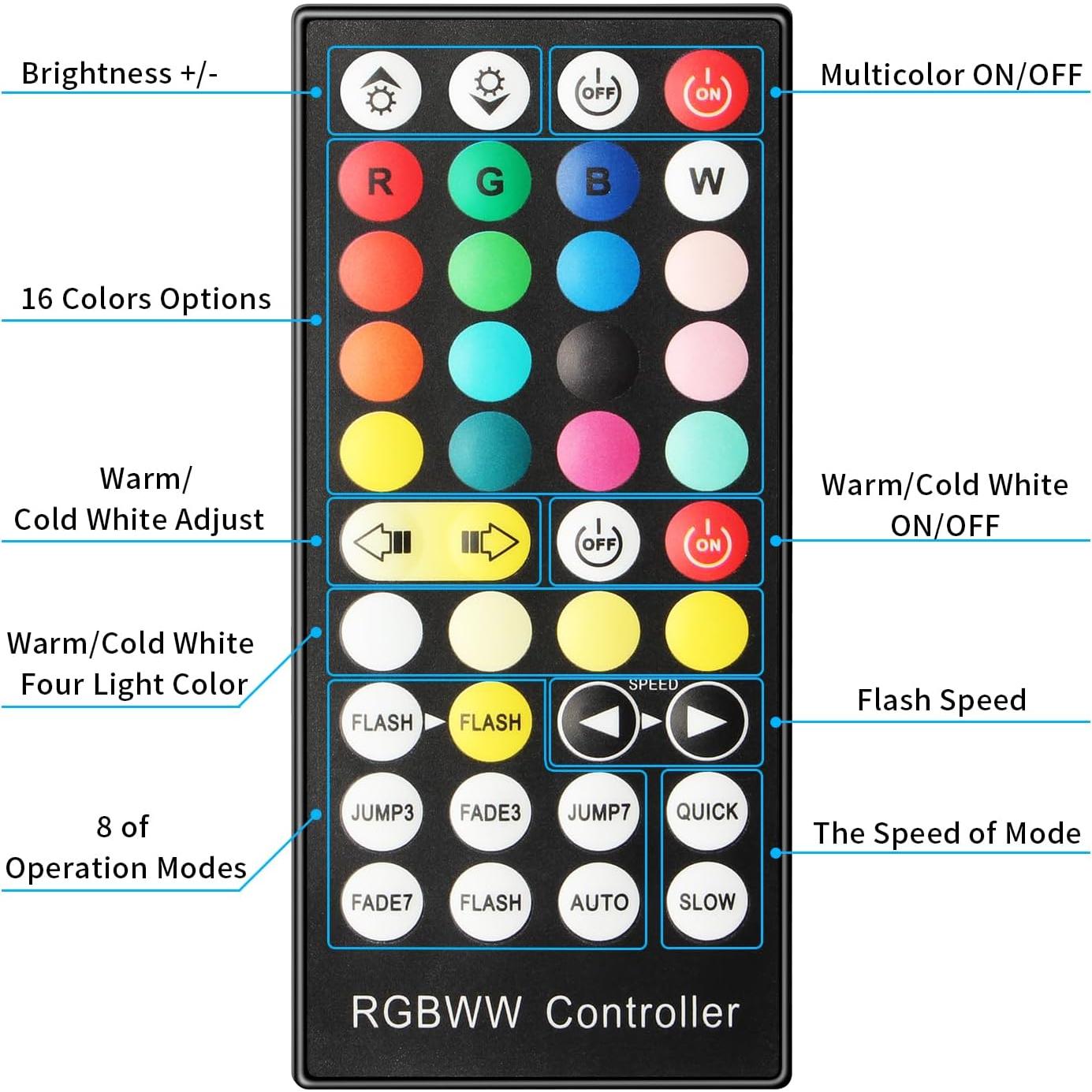 Barra de Luz LED OPPSK 96W IP66 Control Remoto APP 2 Pzas