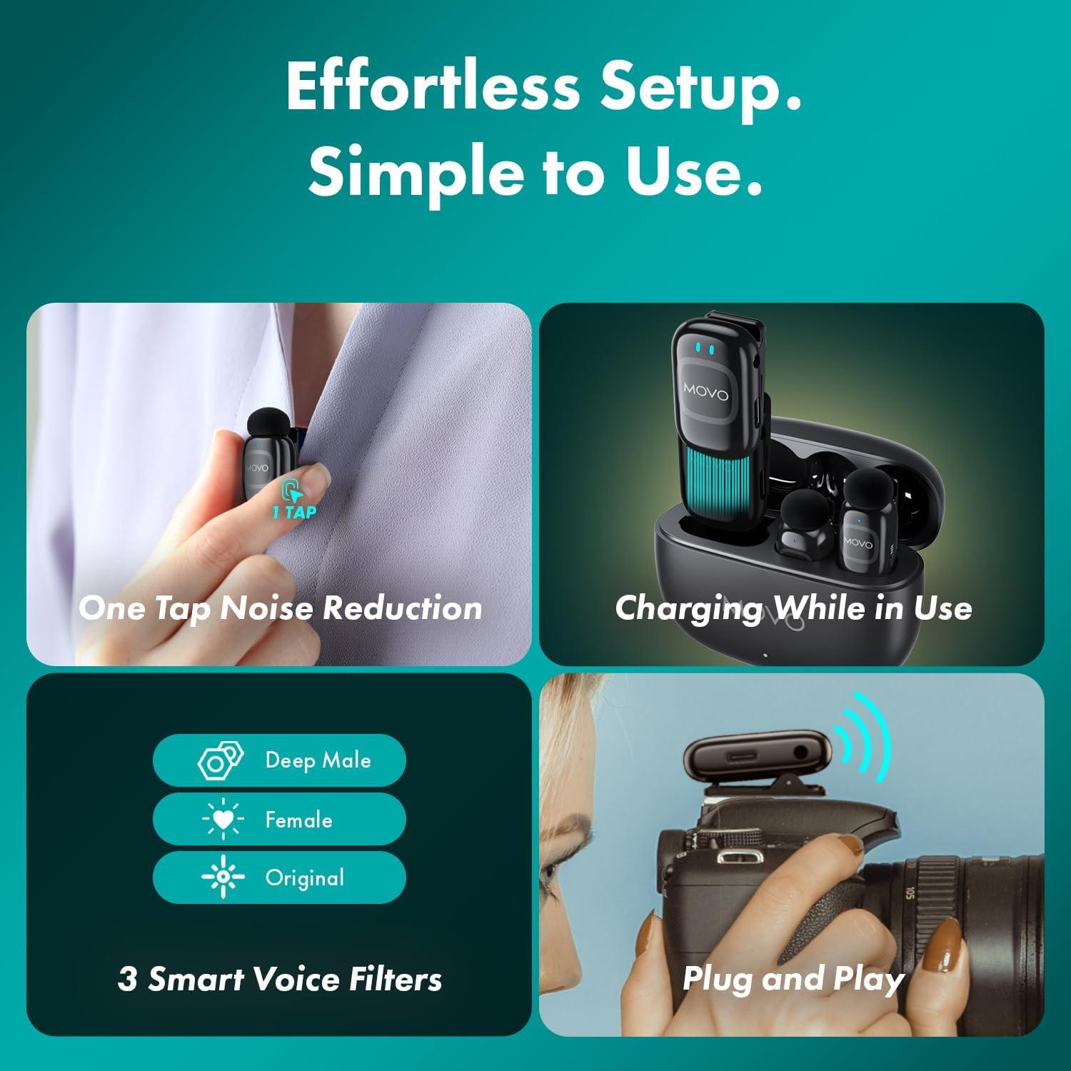 Micrófono Lavalier Inalámbrico Movo NanoMic 3.5mm para DSLR