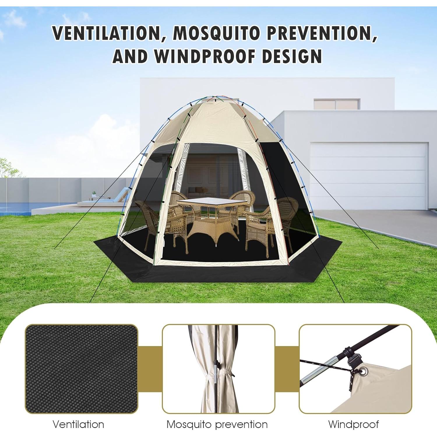 Tienda de Pantalla Siebwin Y04 3.6x3.6m para 8 Personas Caqui