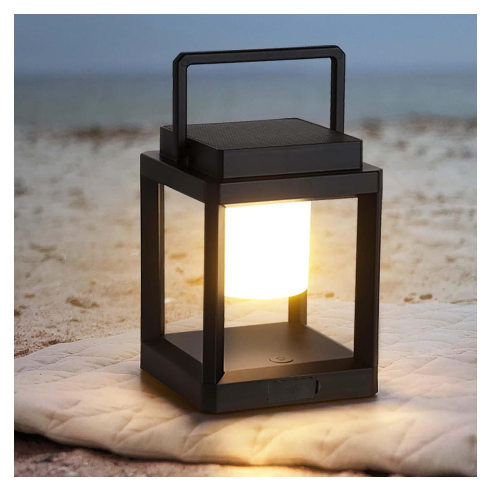 Lámpara de Mesa Solar LED Impermeable 22cm - Linterna Portátil