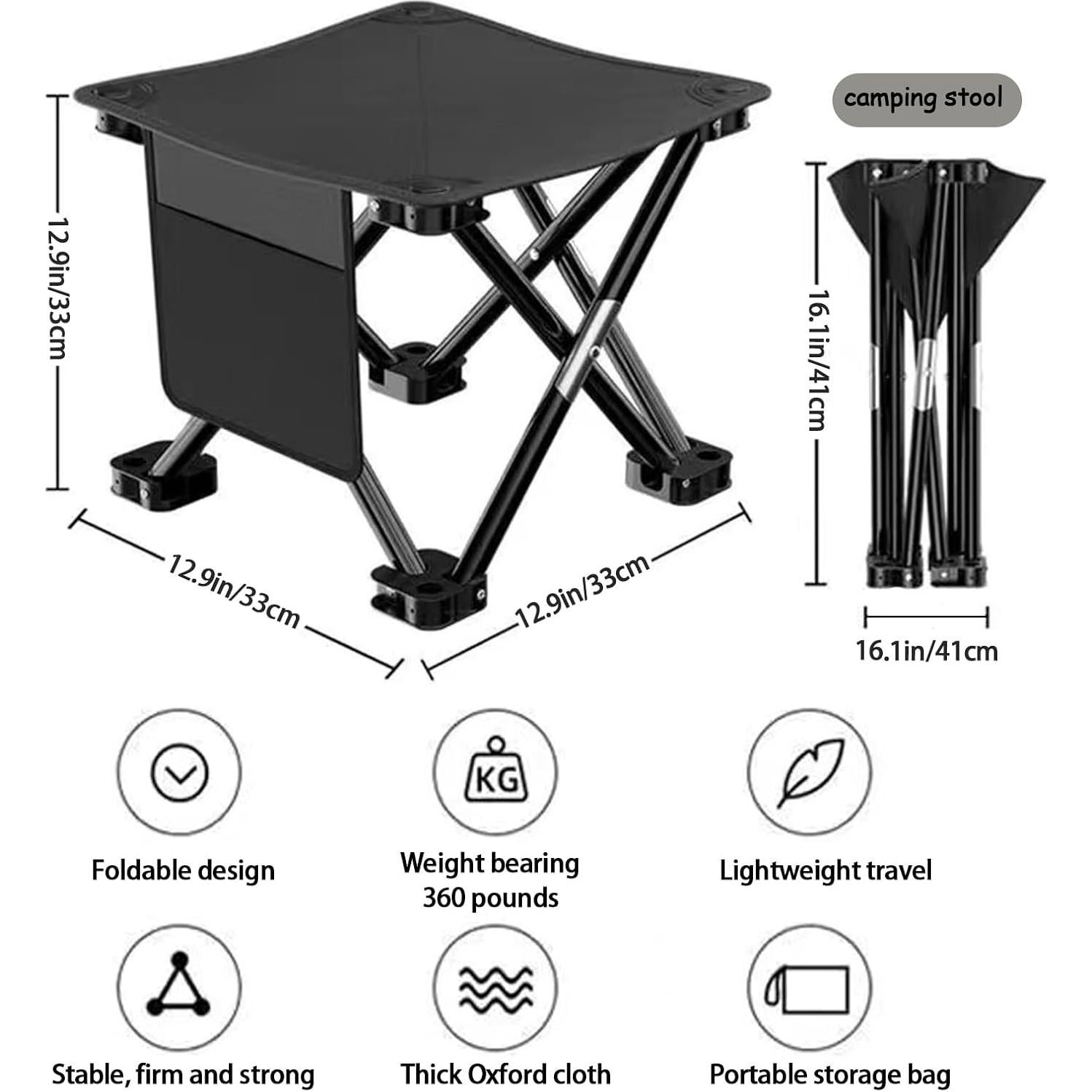 2 Pares de Taburete de Camping Plegable CYWDTYRDXZ 136kg