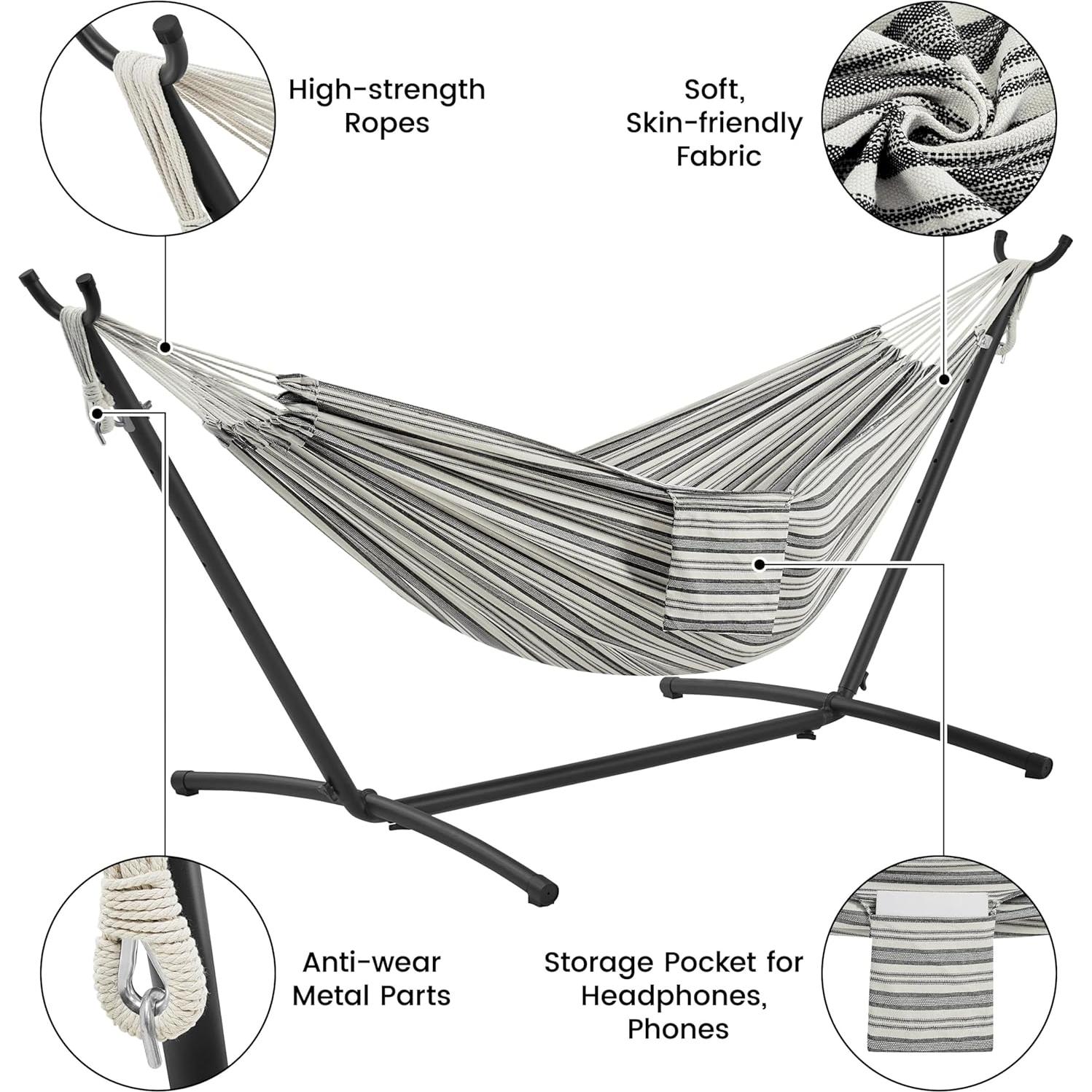 Conjunto de hamaca y soporte Yaheetech para 2 personas 204 kg