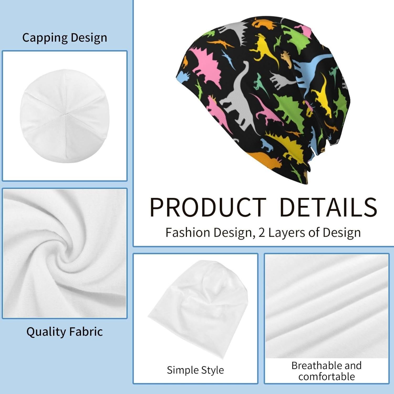 Gorro de Punto Cálido Unisex Dinosaurio Dino - Talla Única