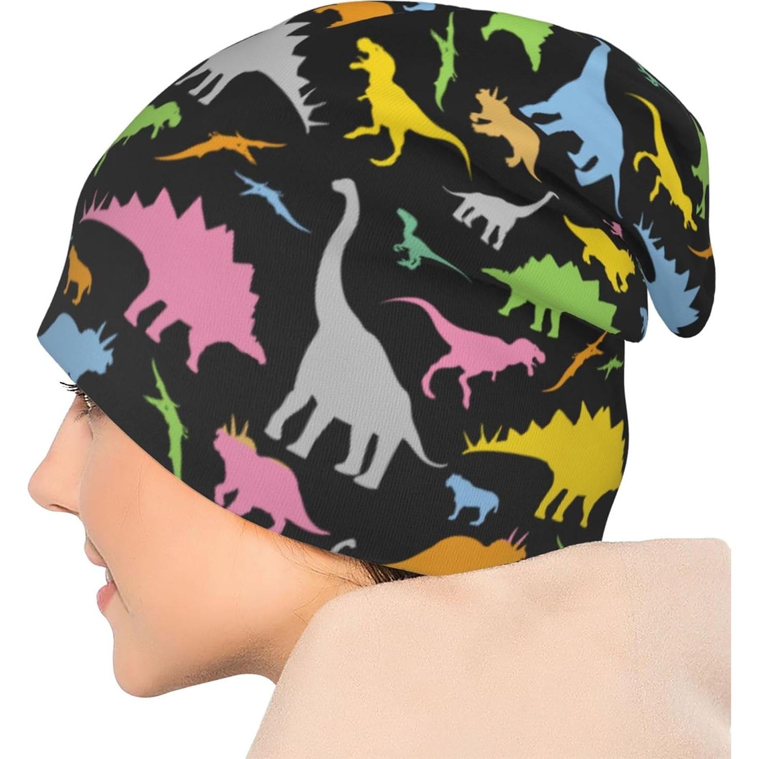 Gorro de Punto Cálido Unisex Dinosaurio Dino - Talla Única
