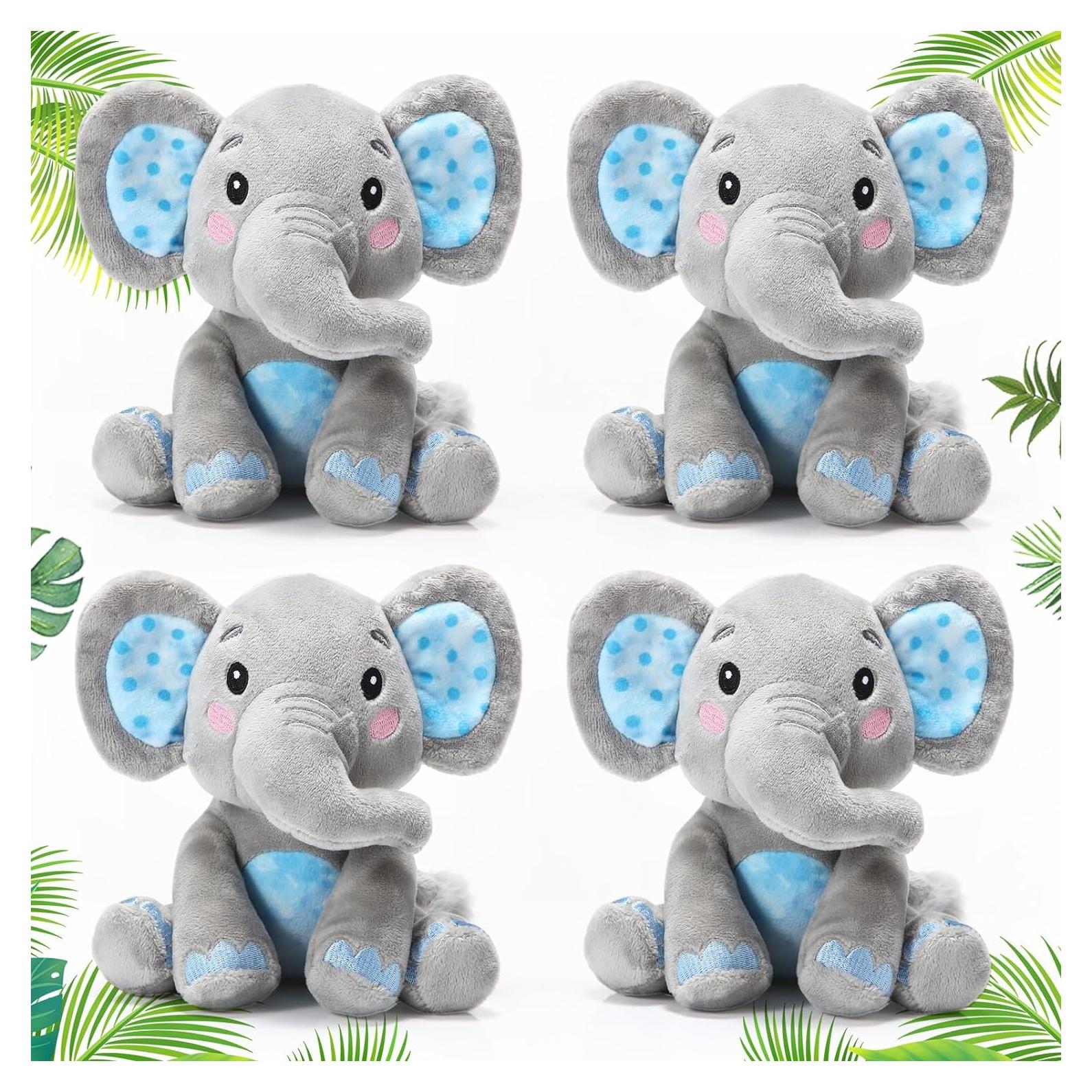 Conjunto de 4 Animales de Peluche Elefante Libima 15 cm Azul