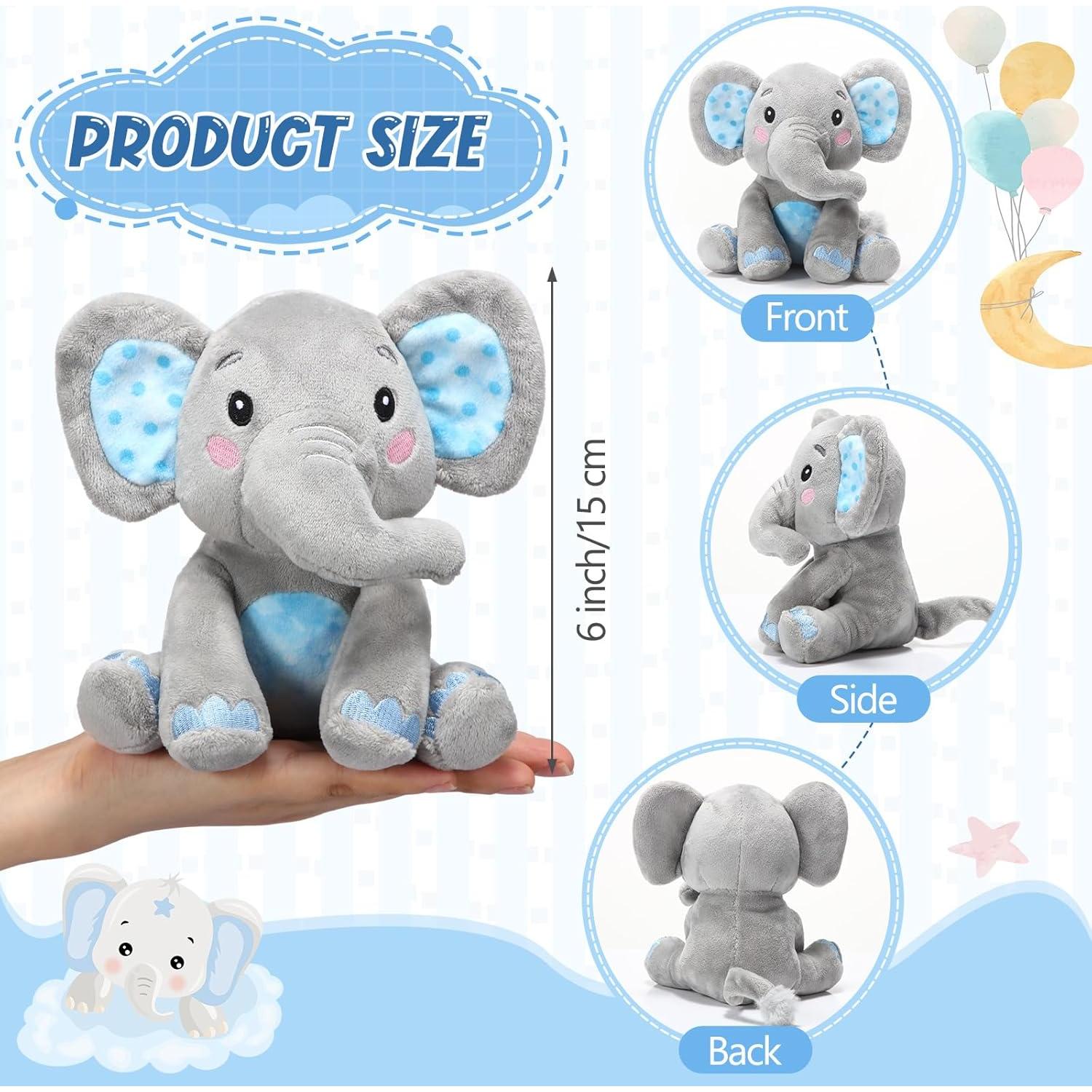 Conjunto de 4 Animales de Peluche Elefante Libima 15 cm Azul