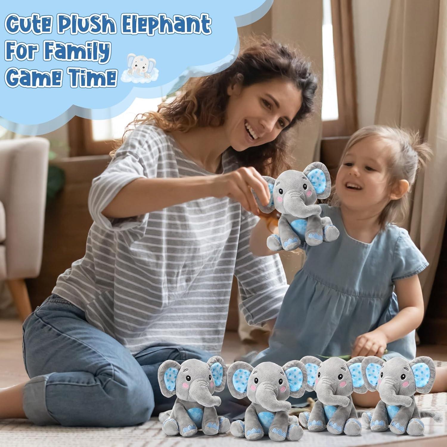 Conjunto de 4 Animales de Peluche Elefante Libima 15 cm Azul