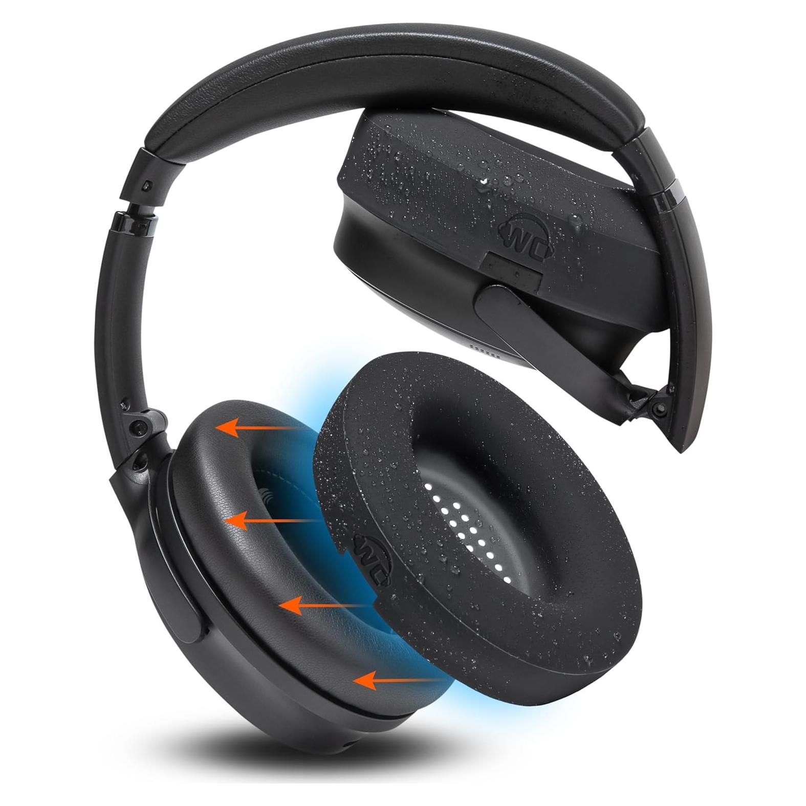 Fundas de Almohadilla WC SweatZ para Bose QuietComfort - Negro