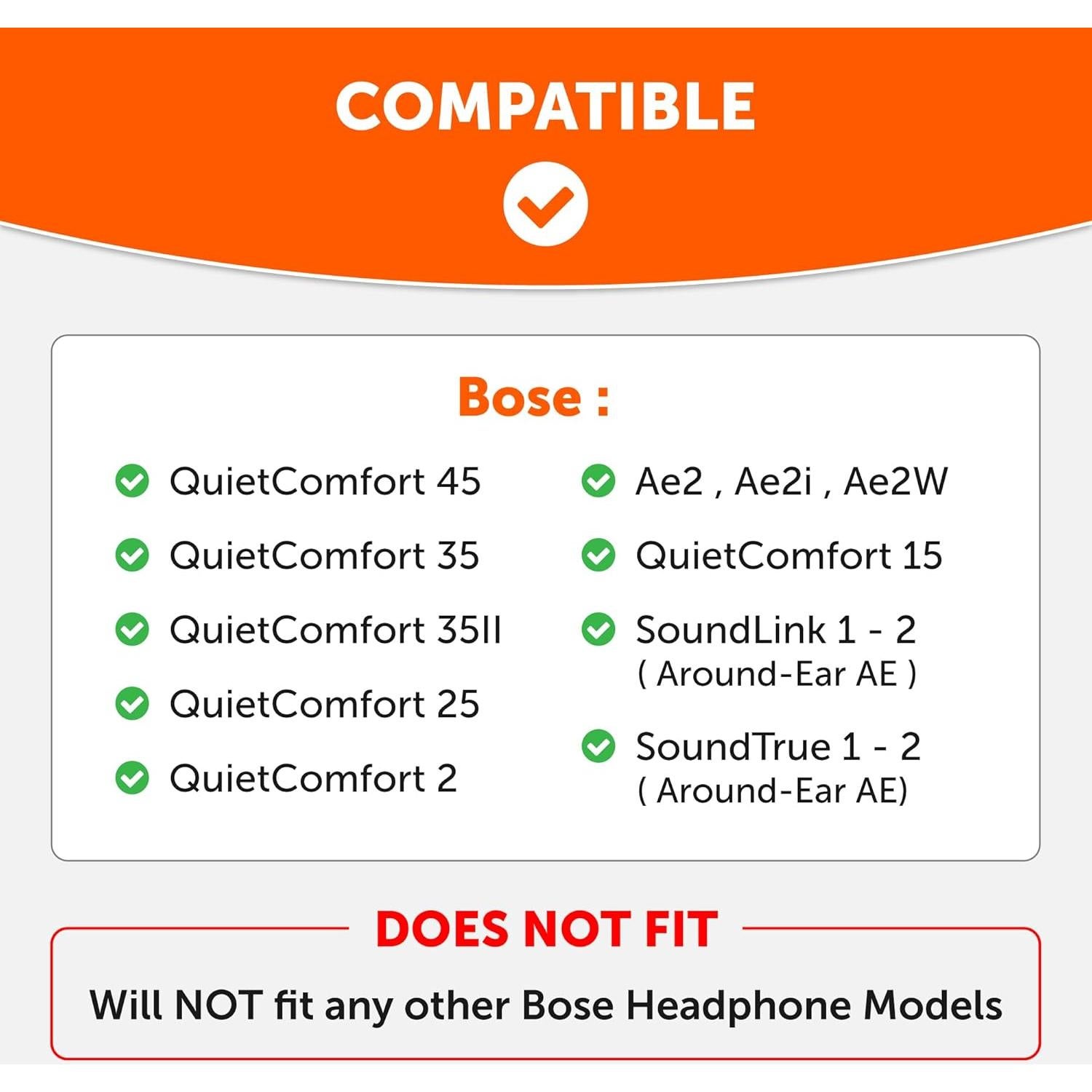 Fundas de Almohadilla WC SweatZ para Bose QuietComfort - Negro