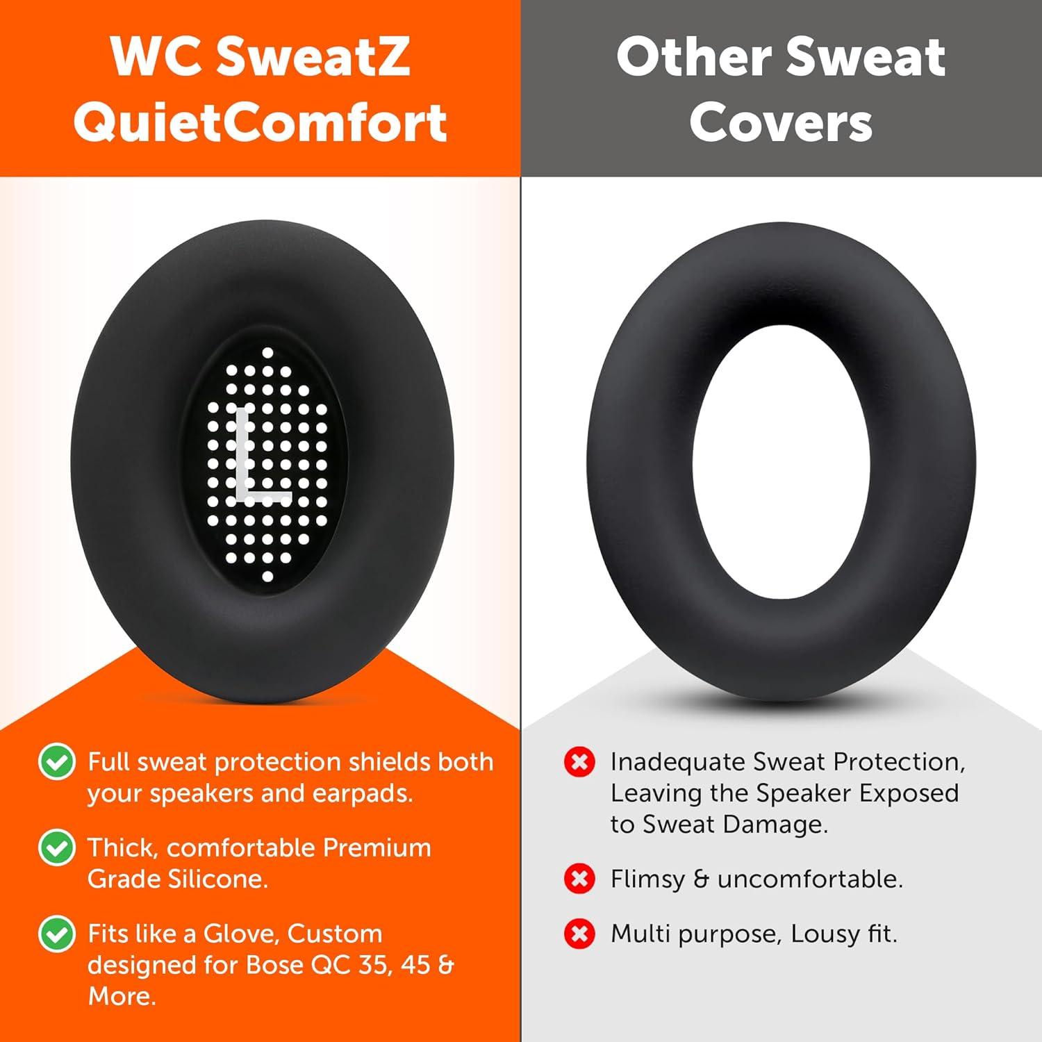 Fundas de Almohadilla WC SweatZ para Bose QuietComfort - Negro