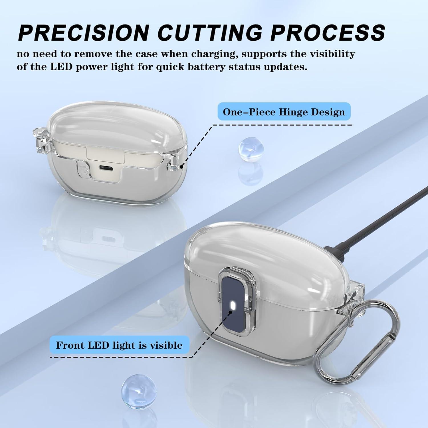 Funda protectora TPU clara para Sony WF-1000XM5 con mosquetón