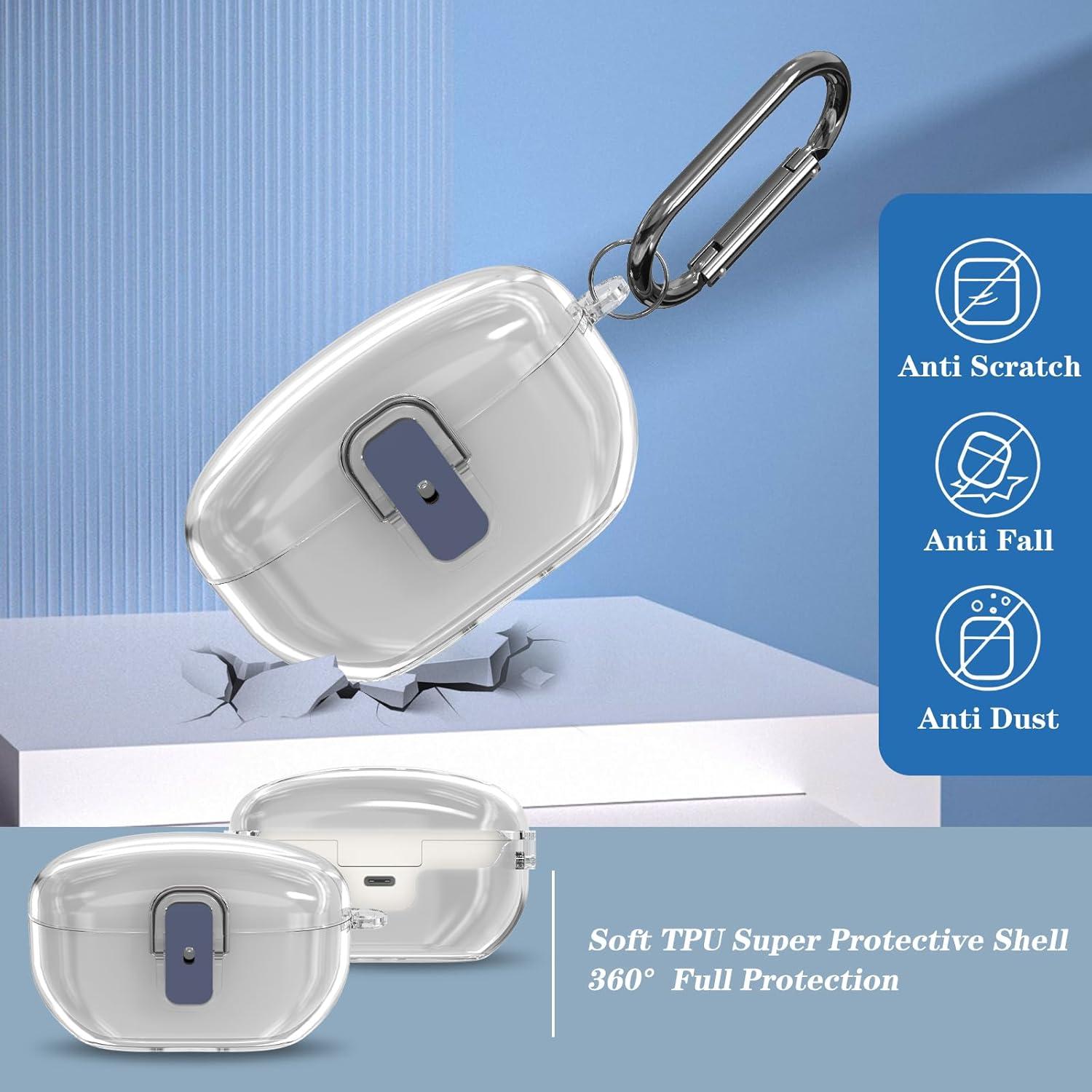 Funda protectora TPU clara para Sony WF-1000XM5 con mosquetón