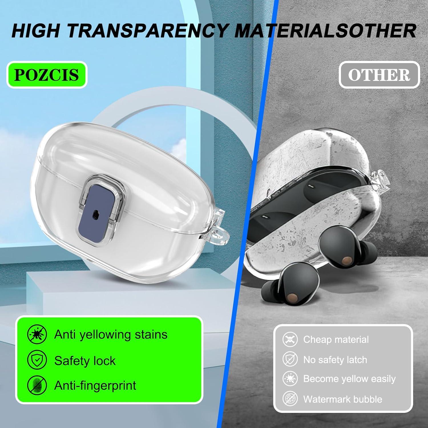 Funda protectora TPU clara para Sony WF-1000XM5 con mosquetón