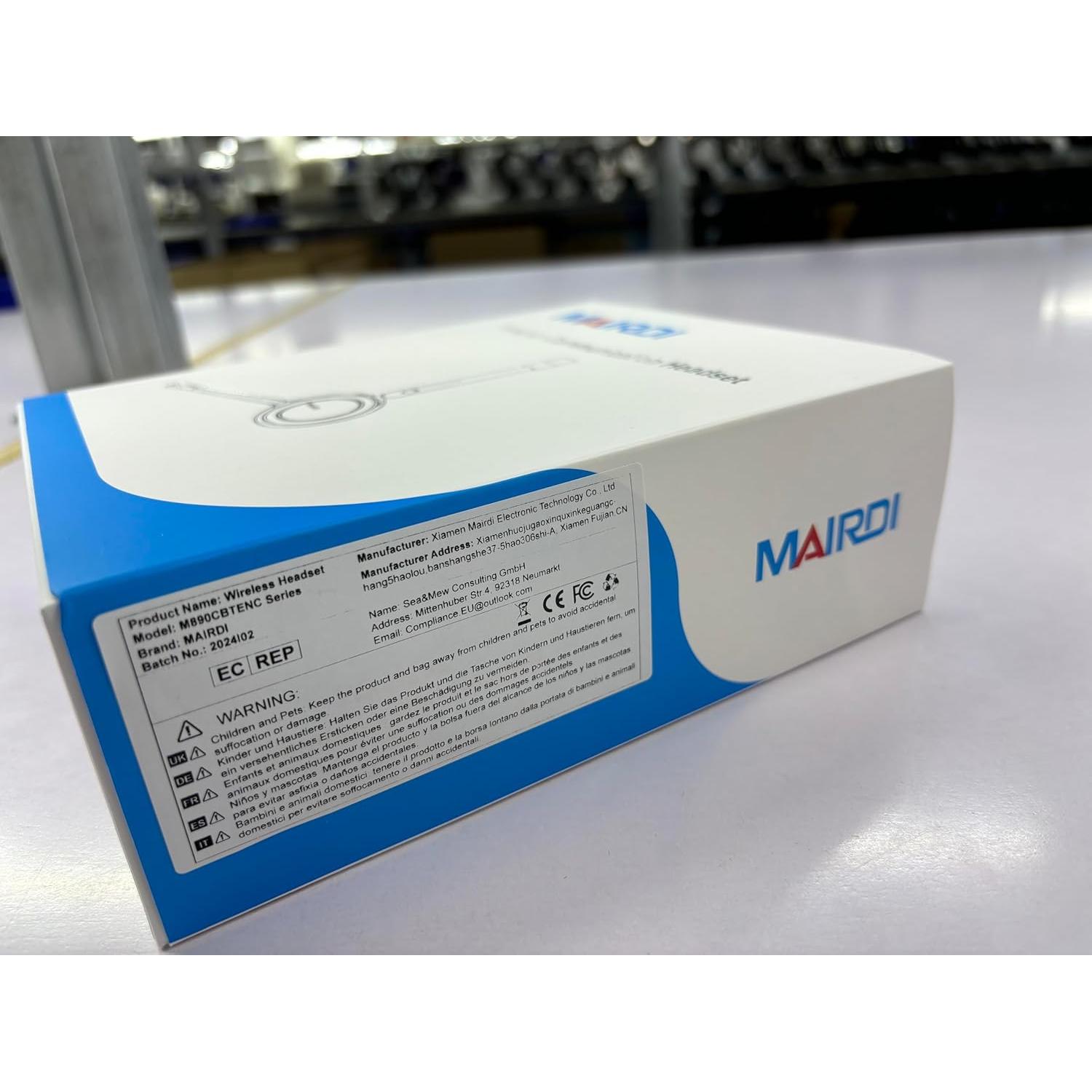 Auricular Bluetooth MAIRDI M890 con Micrófono y Cancelación de Ruido