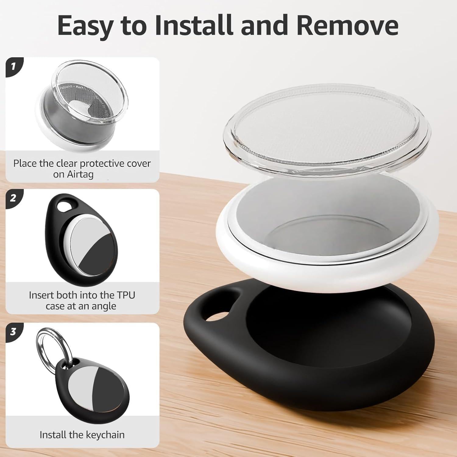 Soporte para AirTag MOLOPPO 4 Pack Funda Impermeable TPU