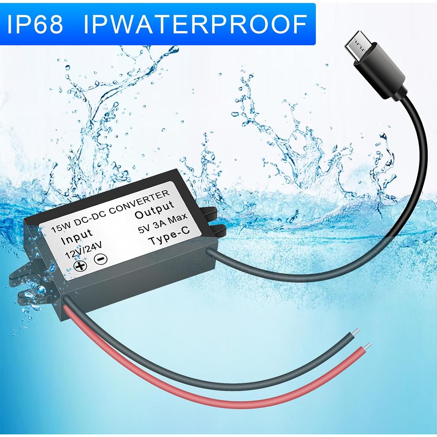 Convertidor Buck 12V/24V a 5V 3A Petutu USB Tipo-C