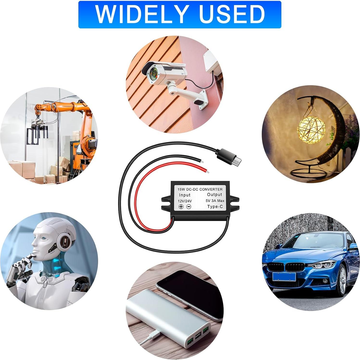 Convertidor Buck 12V/24V a 5V 3A Petutu USB Tipo-C