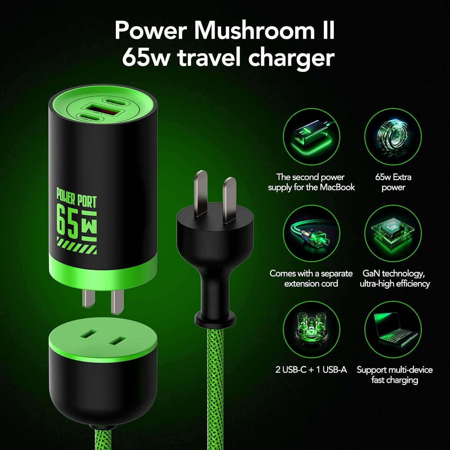 Cargador Rápido MFish 65W GaN 3 Puertos USB-C y USB-A