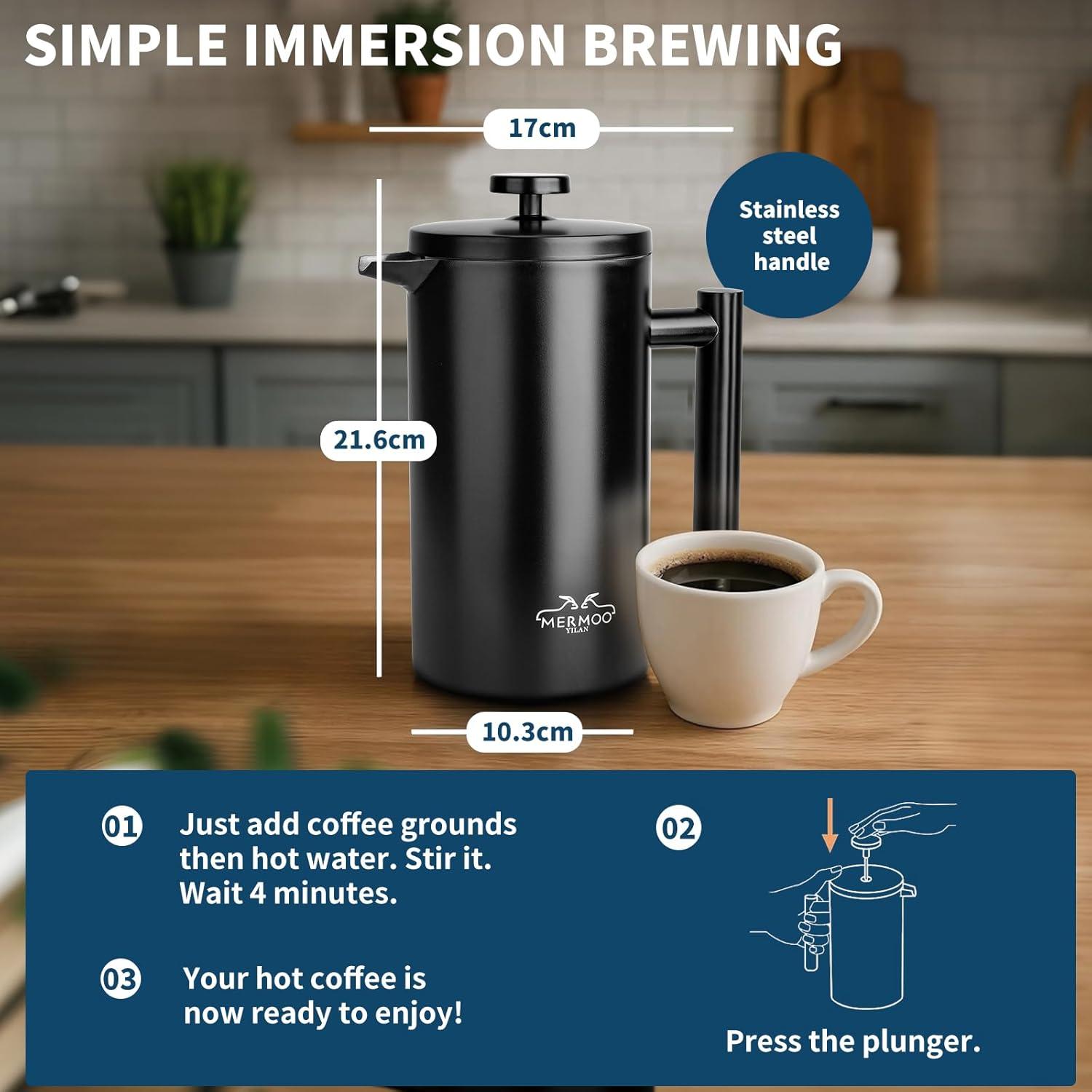 Prensa Francesa MERMOO YILAN 1L Acero Inoxidable Doble Aislado