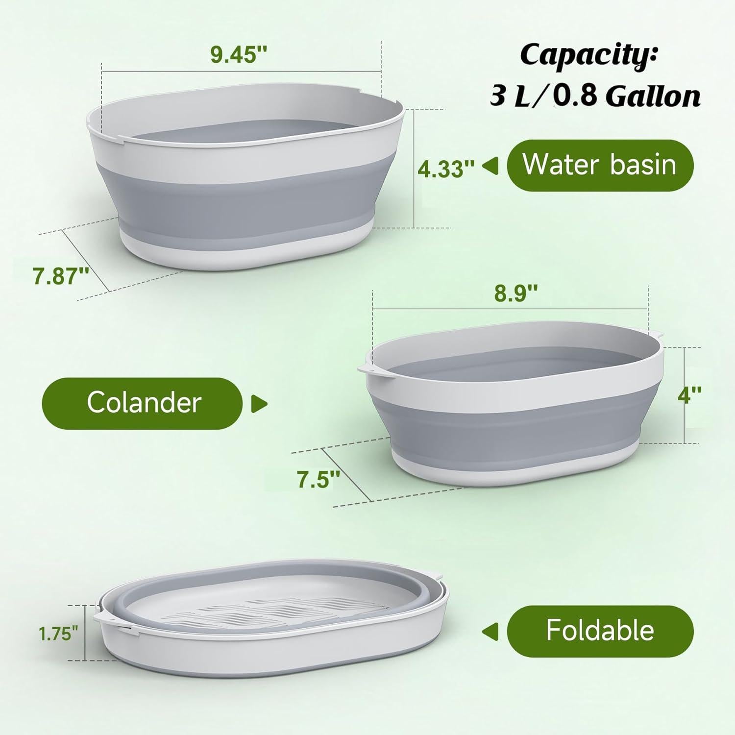 Juego de Fregadero Plegable JHZWD 3L con Colador de Cocina