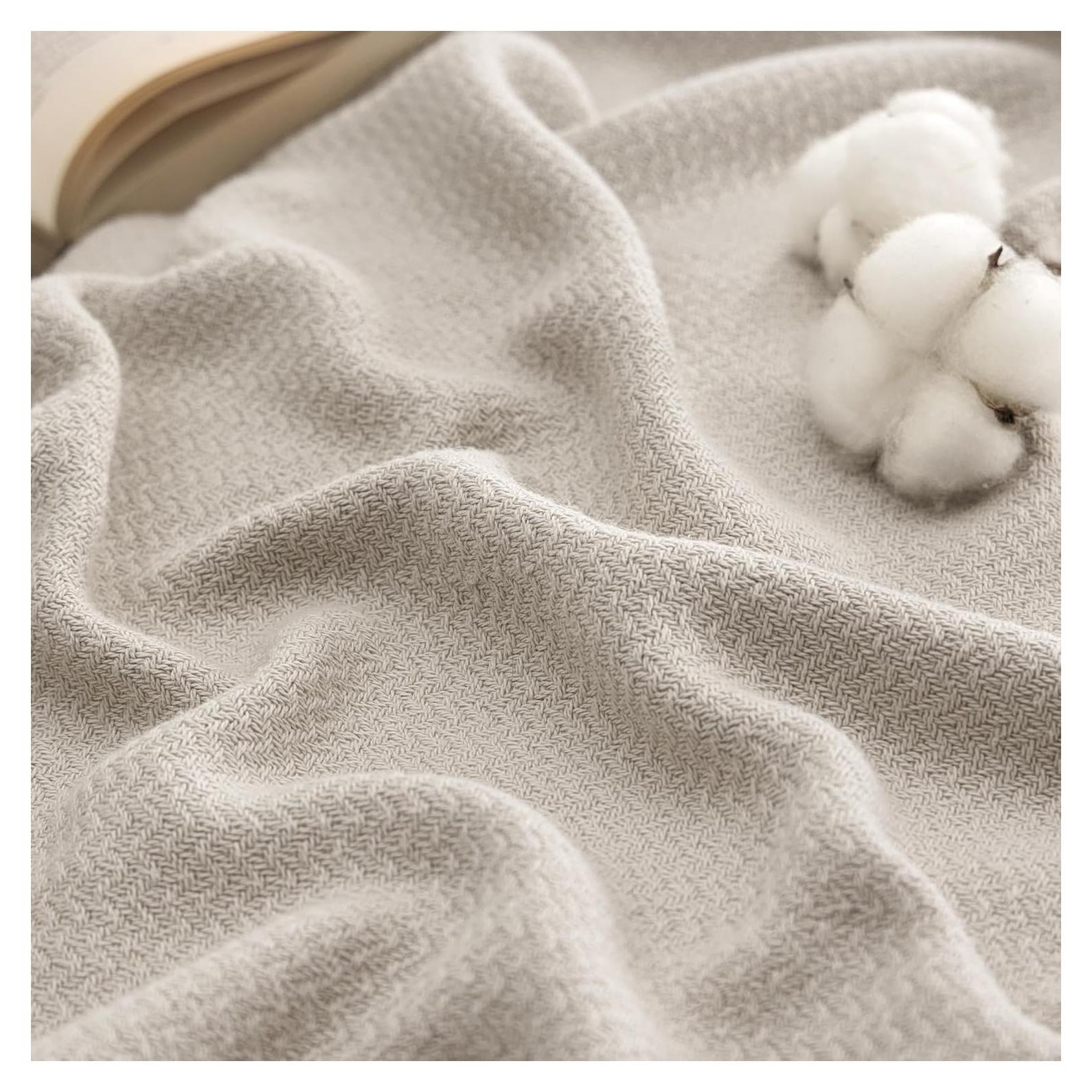 Manta de lanzamiento Bedsure XL 100% algodón 127x178 cm Lino Beige