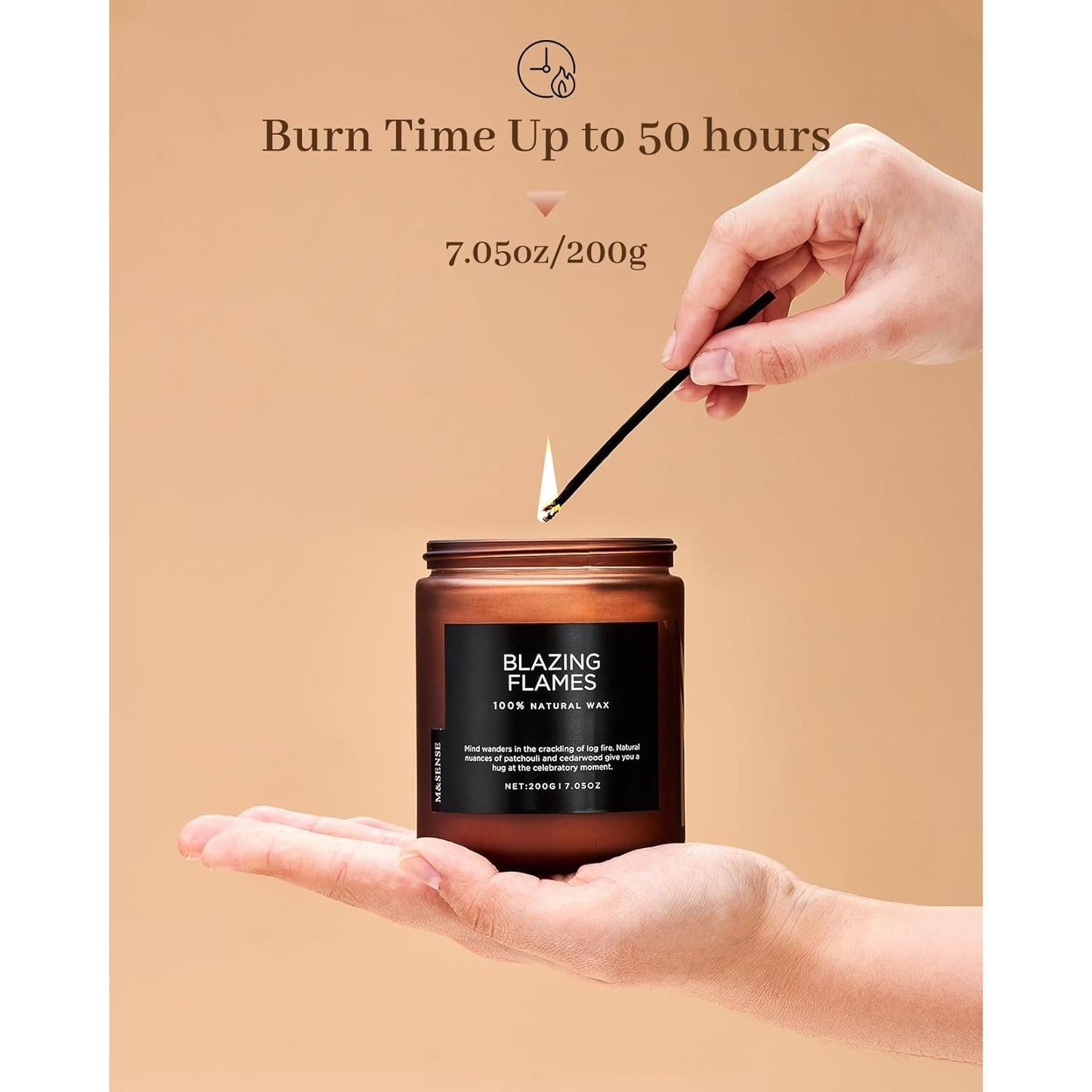 Vela Aromática M&SENSE Llamas Ardientes 200g Cera Soja