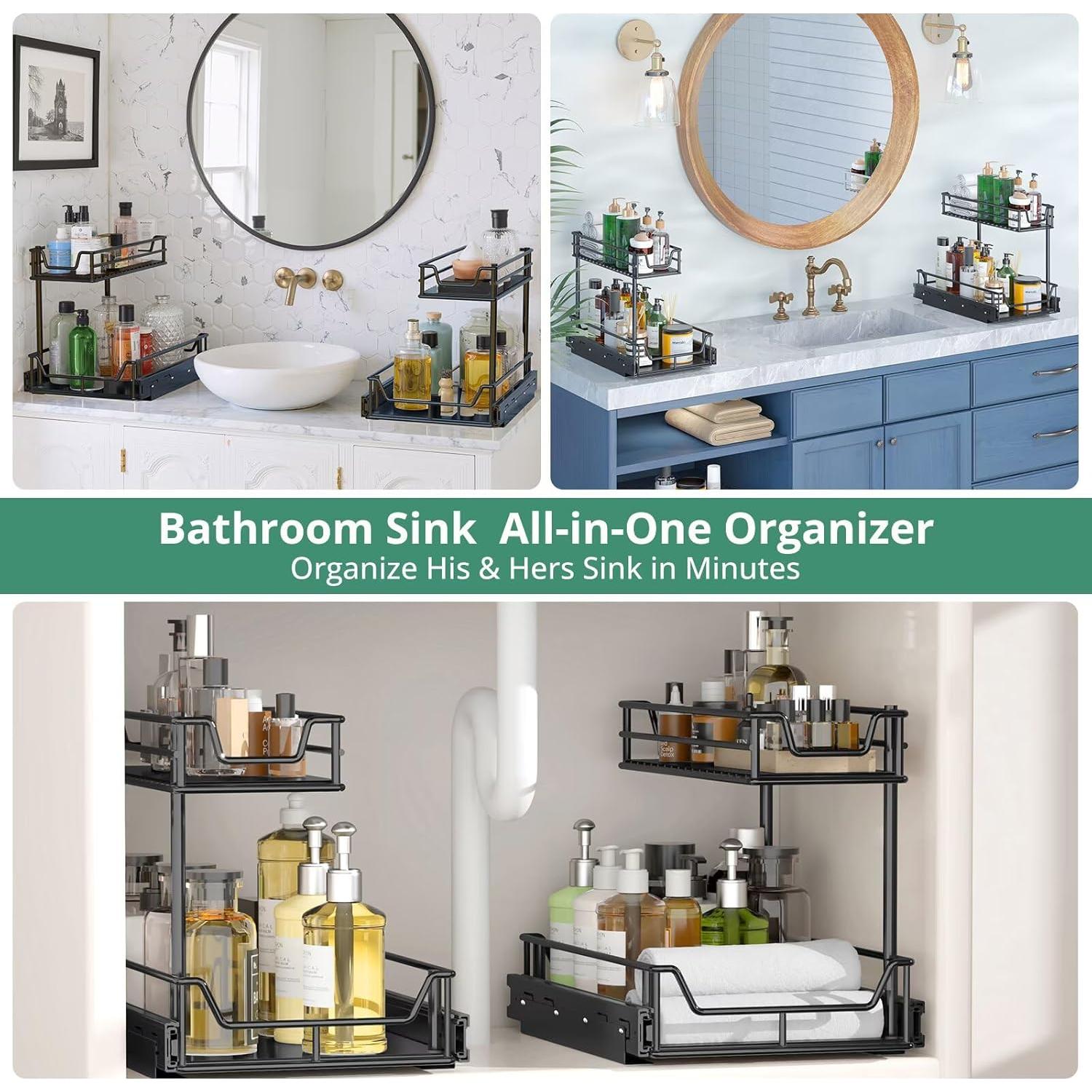 Organizador Bajo el Fregadero Xumilas 60Lbs 2-Pack Negro