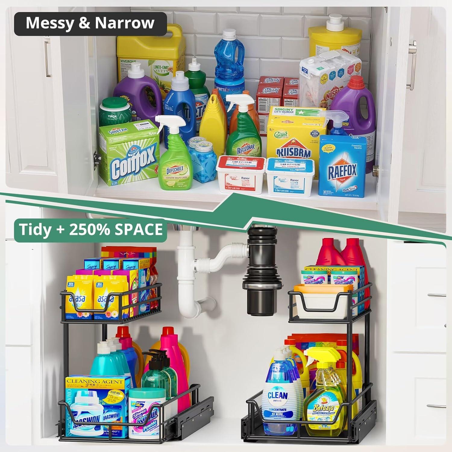 Organizador Bajo el Fregadero Xumilas 60Lbs 2-Pack Negro