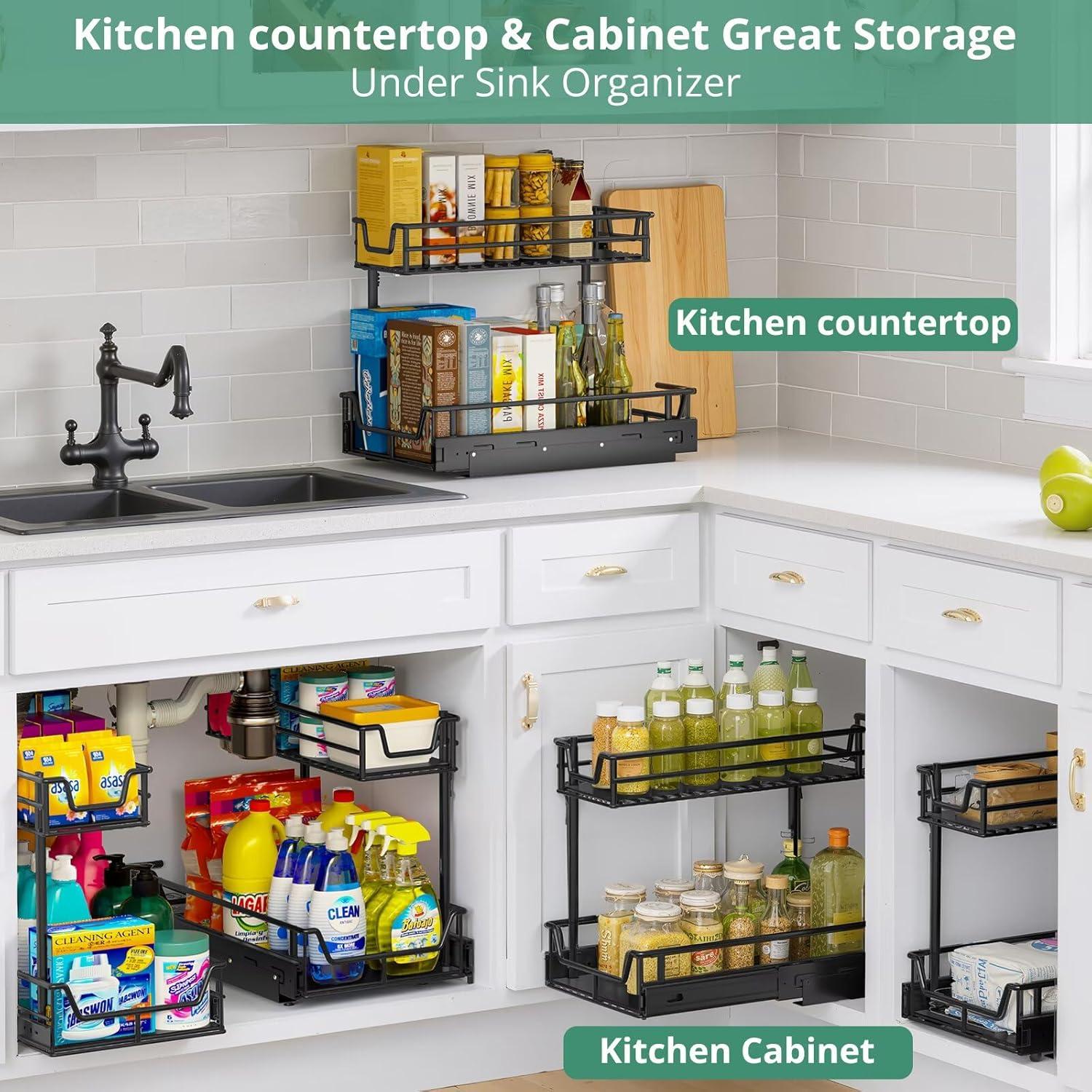 Organizador Bajo el Fregadero Xumilas 60Lbs 2-Pack Negro