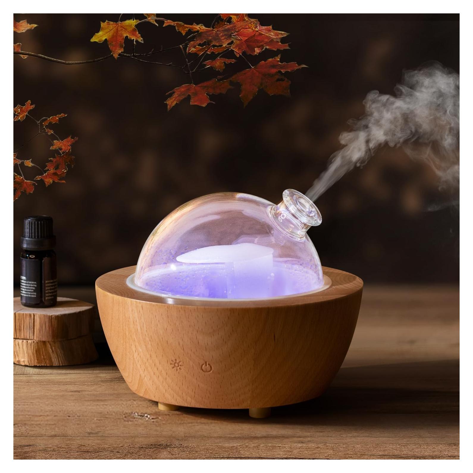 Difusor de Aceite Esencial Wanlola GLASS-D 200ml con Luz LED