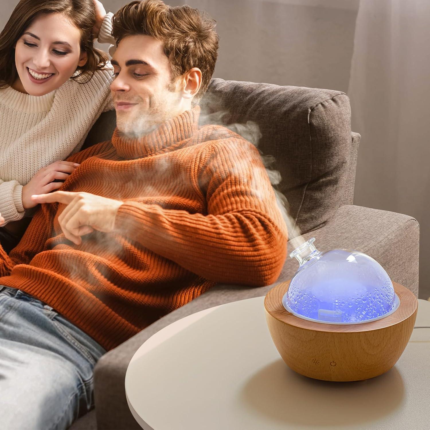 Difusor de Aceite Esencial Wanlola GLASS-D 200ml con Luz LED