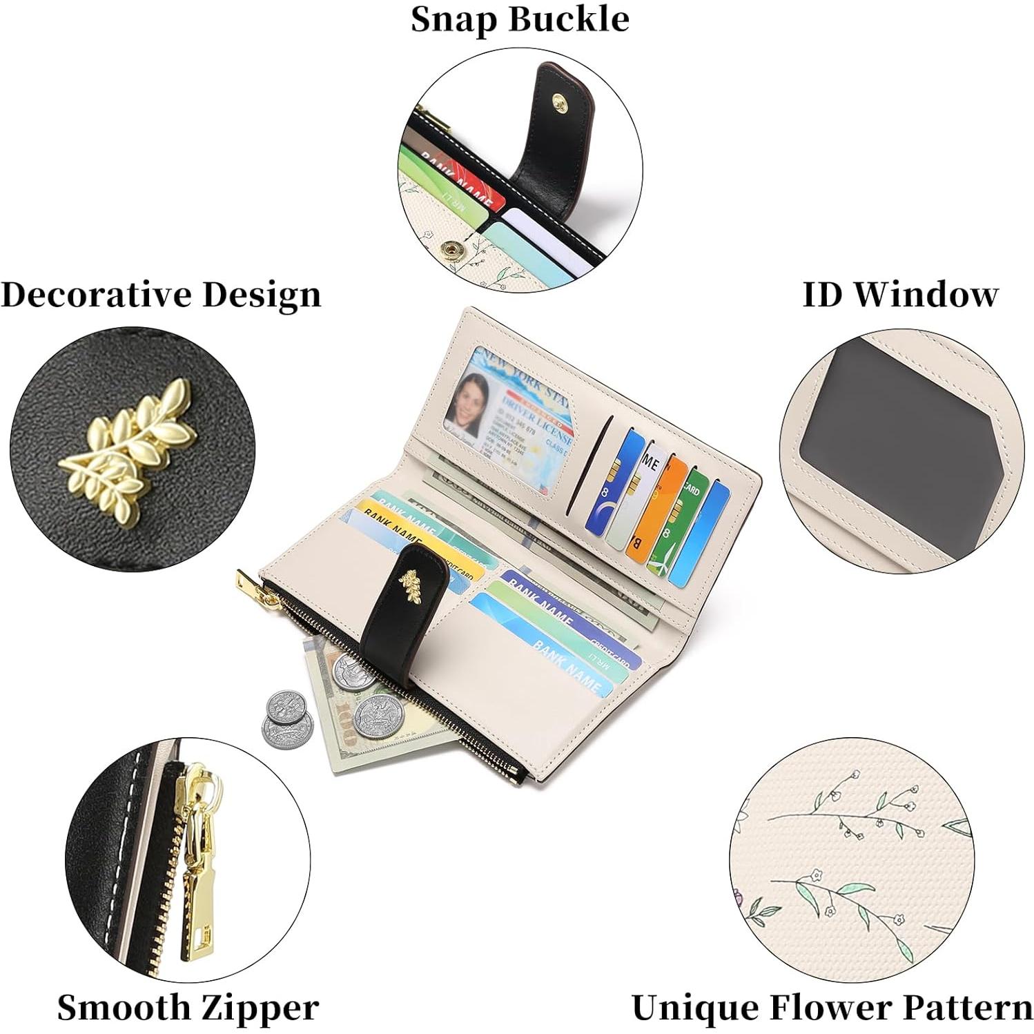 Cartera Slim GAEKEAO para Mujeres Bloqueo RFID Floral Cuero Vegano