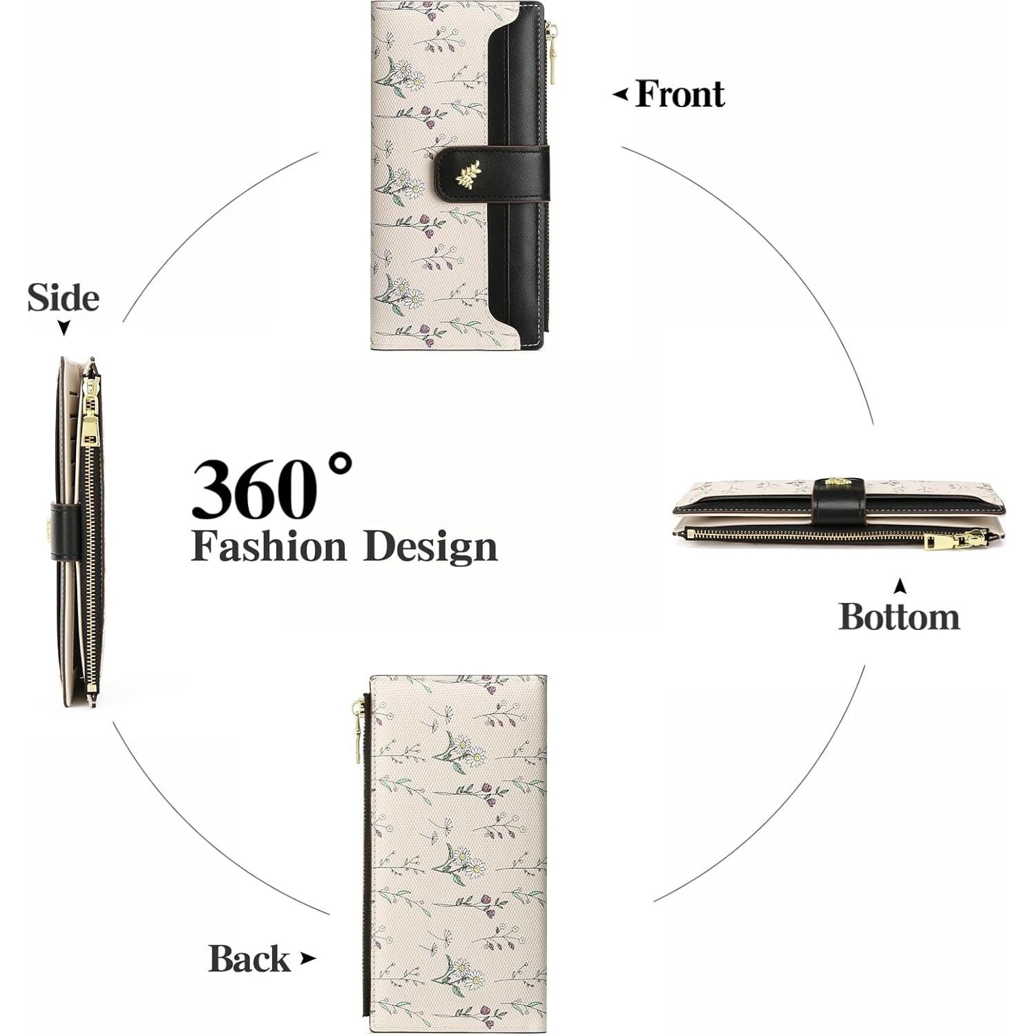 Cartera Slim GAEKEAO para Mujeres Bloqueo RFID Floral Cuero Vegano