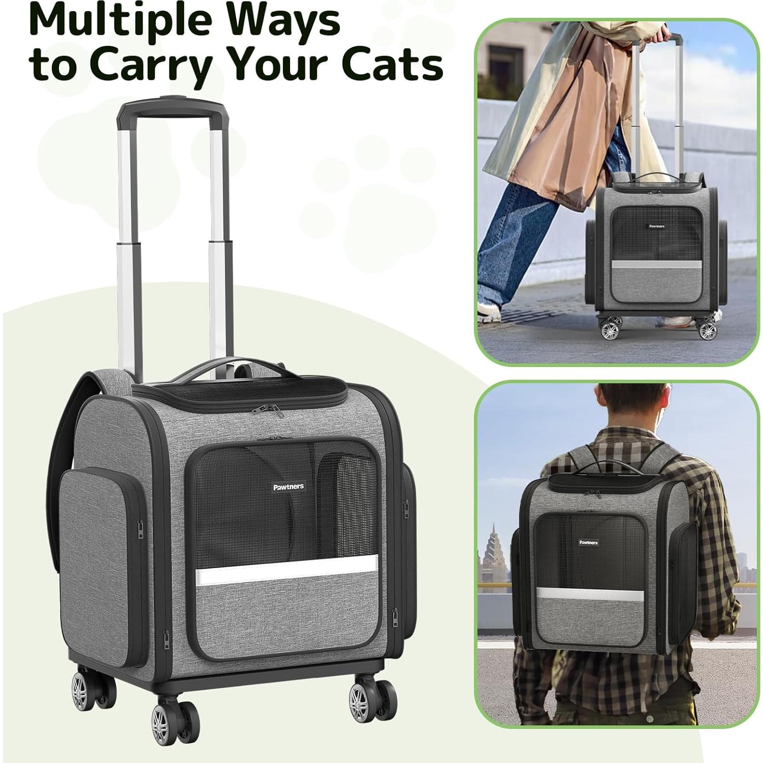 Transportín para Gatos y Perros Pequeños Pawtners Gris