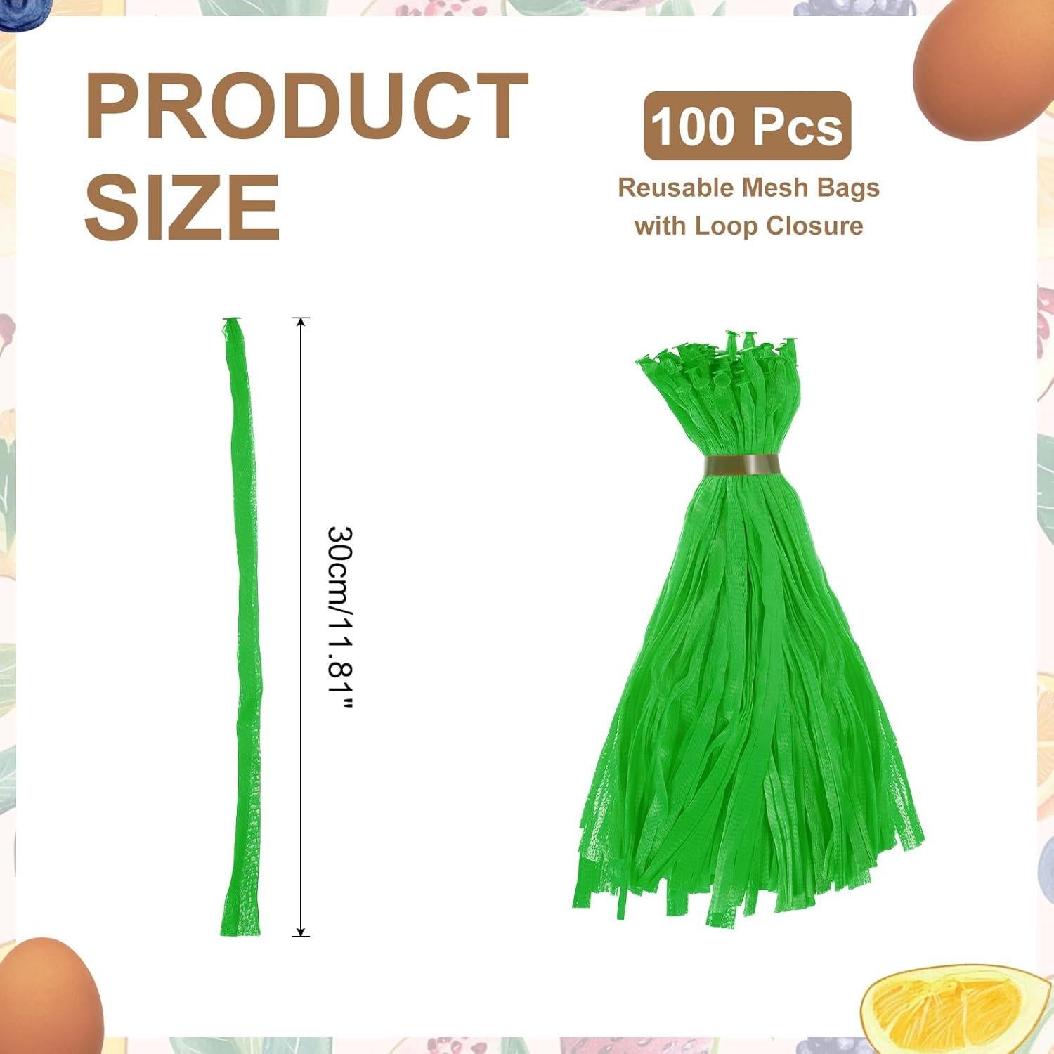 Bolsas de Malla Reutilizables uxcell 30cm Verde 100Pcs