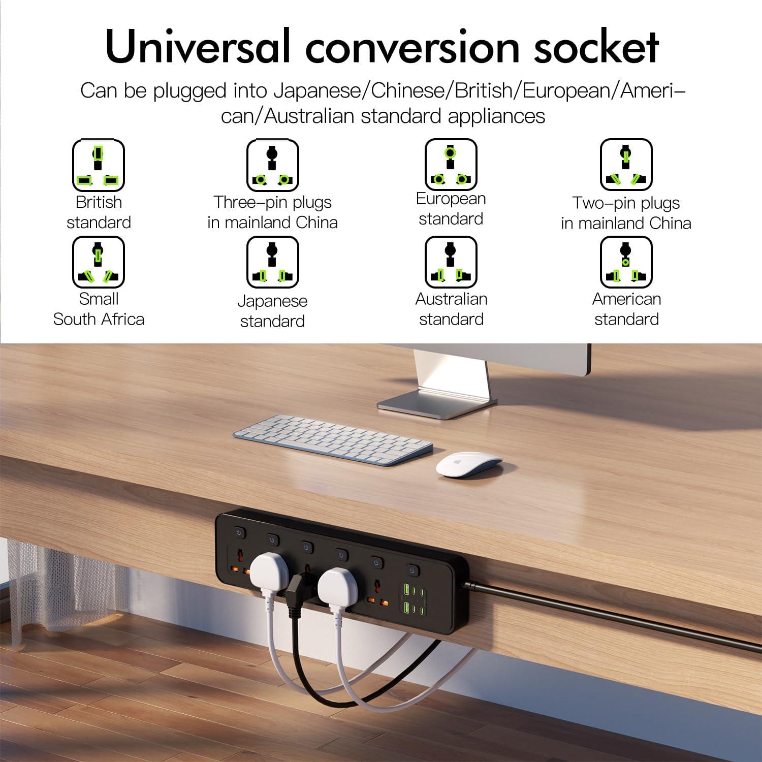 Regleta Universal SIYOMG 11 en 1 con 5 Salidas AC y 6 USB