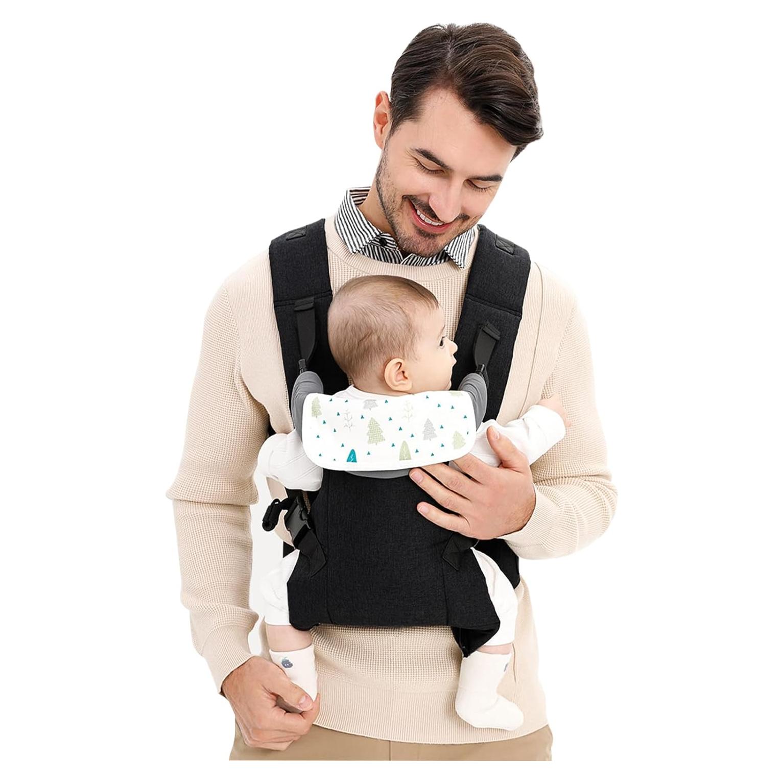Portabebés Ergonómico Ajustable 4-en-1 con Toalla Saliva Negro