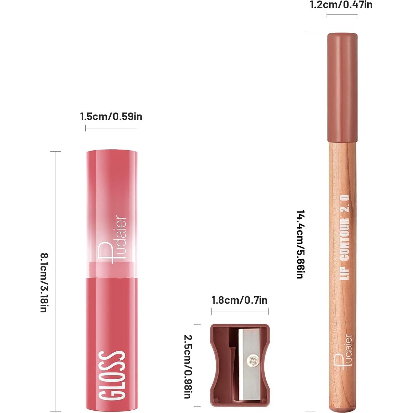 Combo de 2 Piezas de Pintalabios y Lápiz de Labios Pudaier